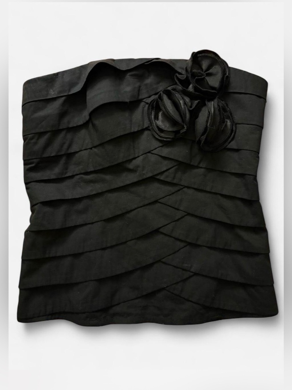 bebe Y2K Black Strapless Rosette Tube Top